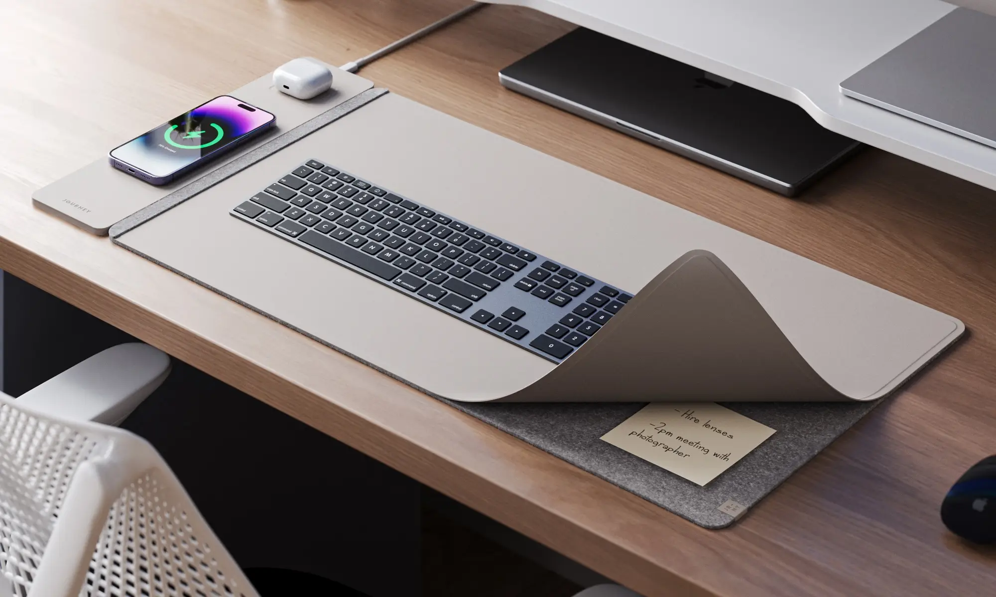 ALTI Wireless Charging Desk Mat, Light Grey 3